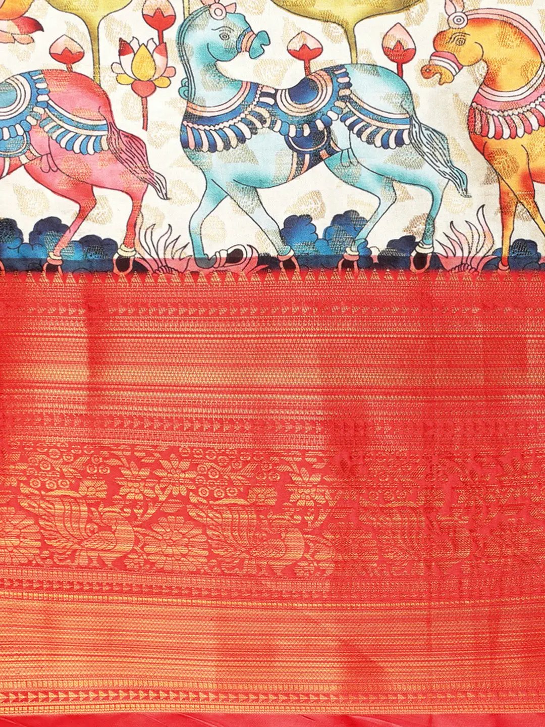 Kalamkari Pattu Banarasi Silk Saree