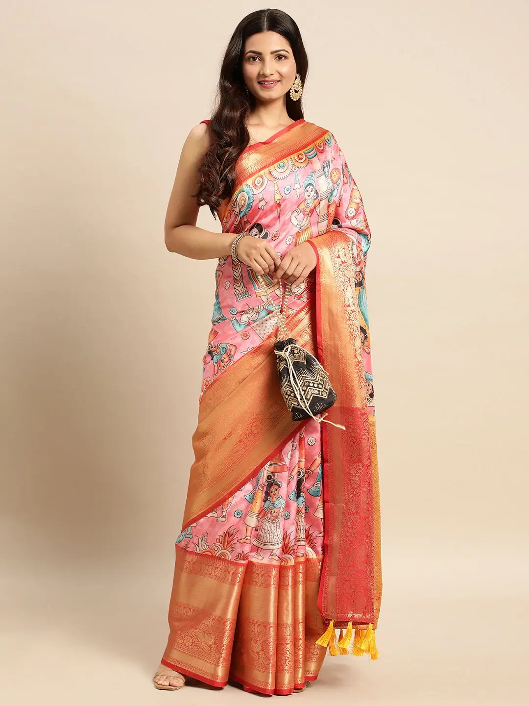 Kalamkari Pattu Banarasi Silk Saree