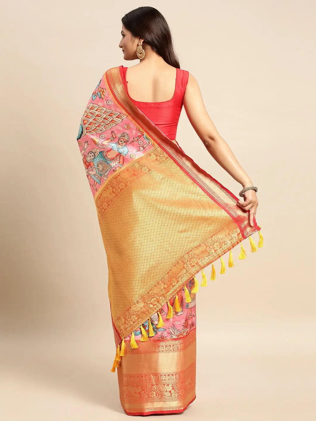 Kalamkari Pattu Banarasi Silk Saree