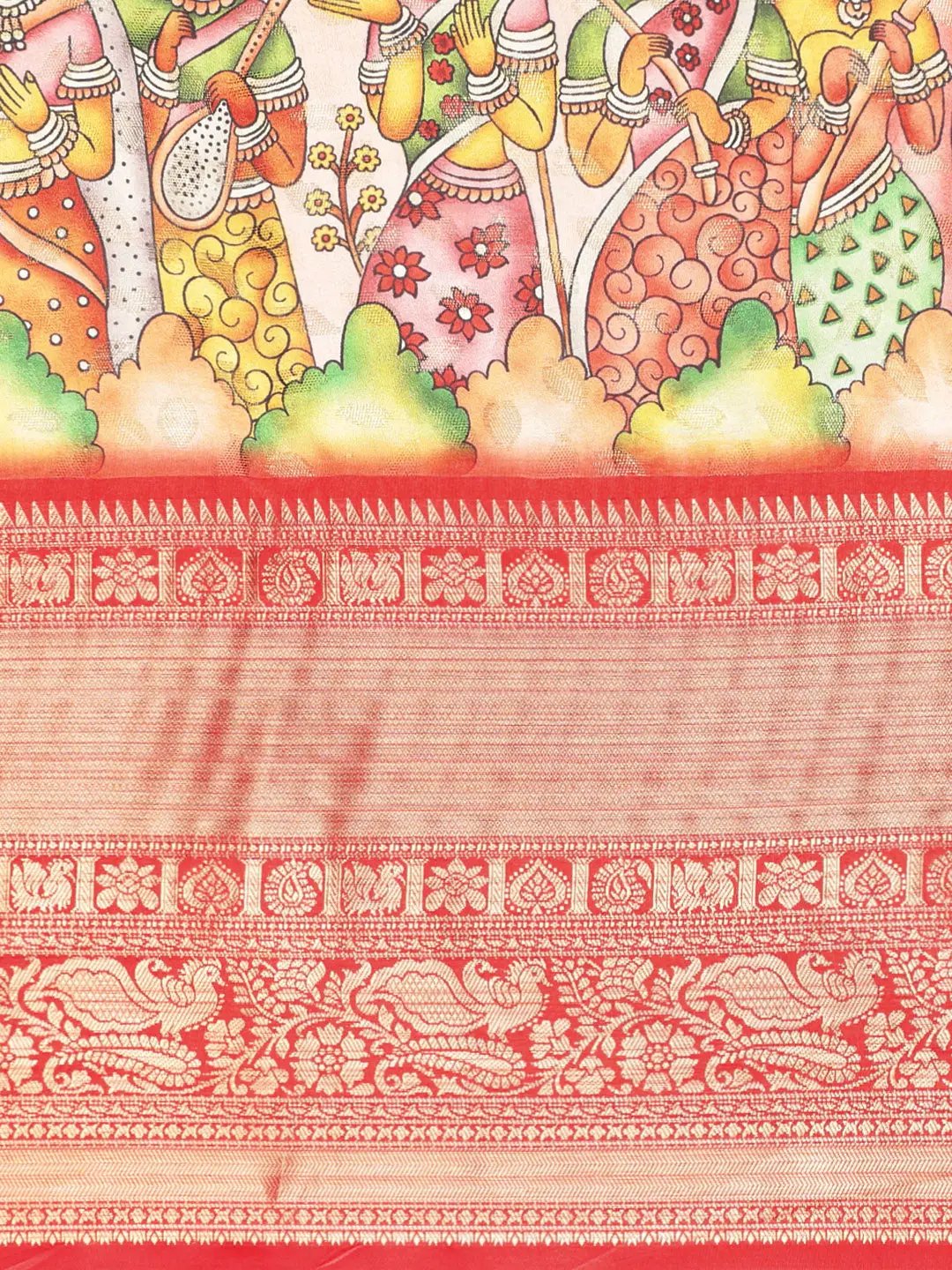 Kalamkari Pattu Banarasi Silk Saree 