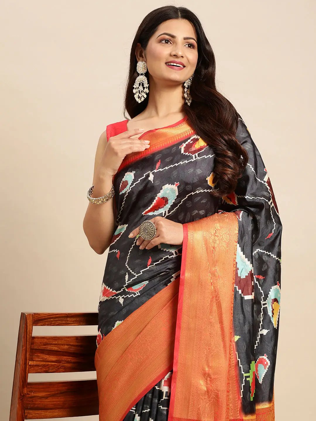 Kalamkari Pattu Banarasi Silk Saree 