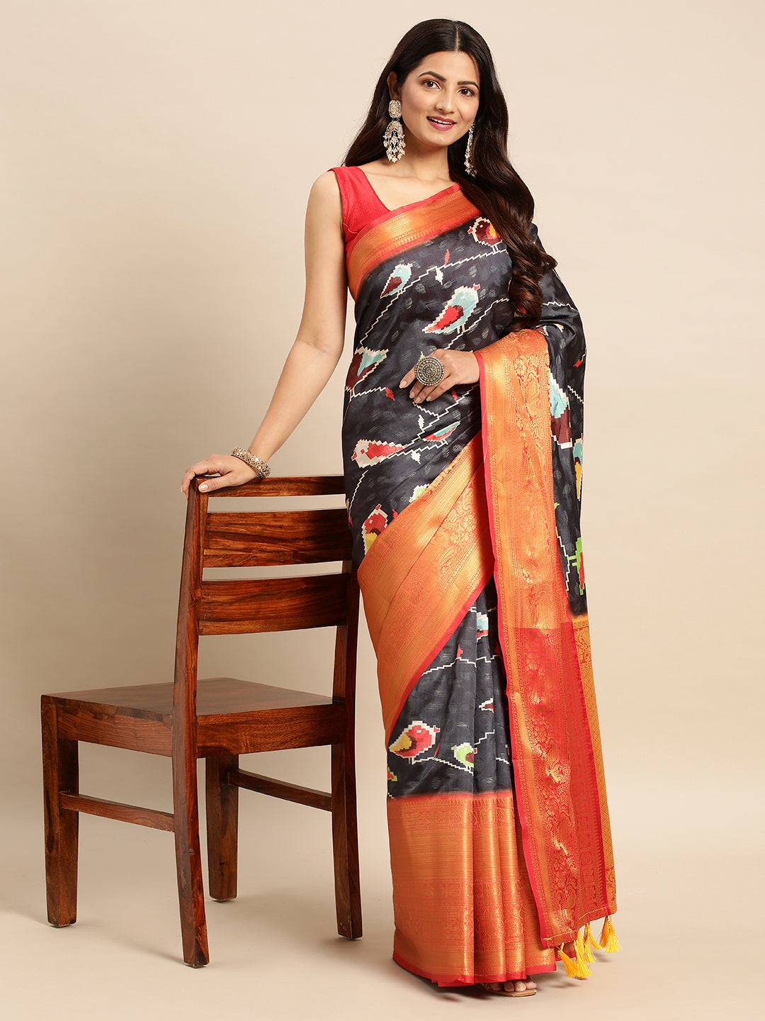 Kalamkari Pattu Banarasi Silk Saree 