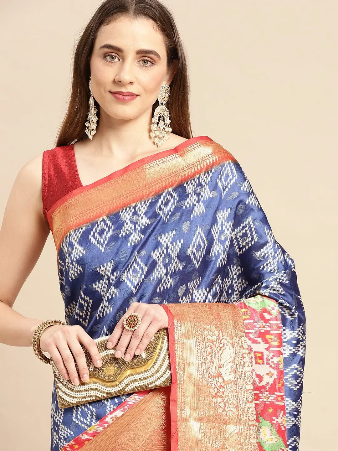 Kalamkari Pattu Banarasi Silk Saree 