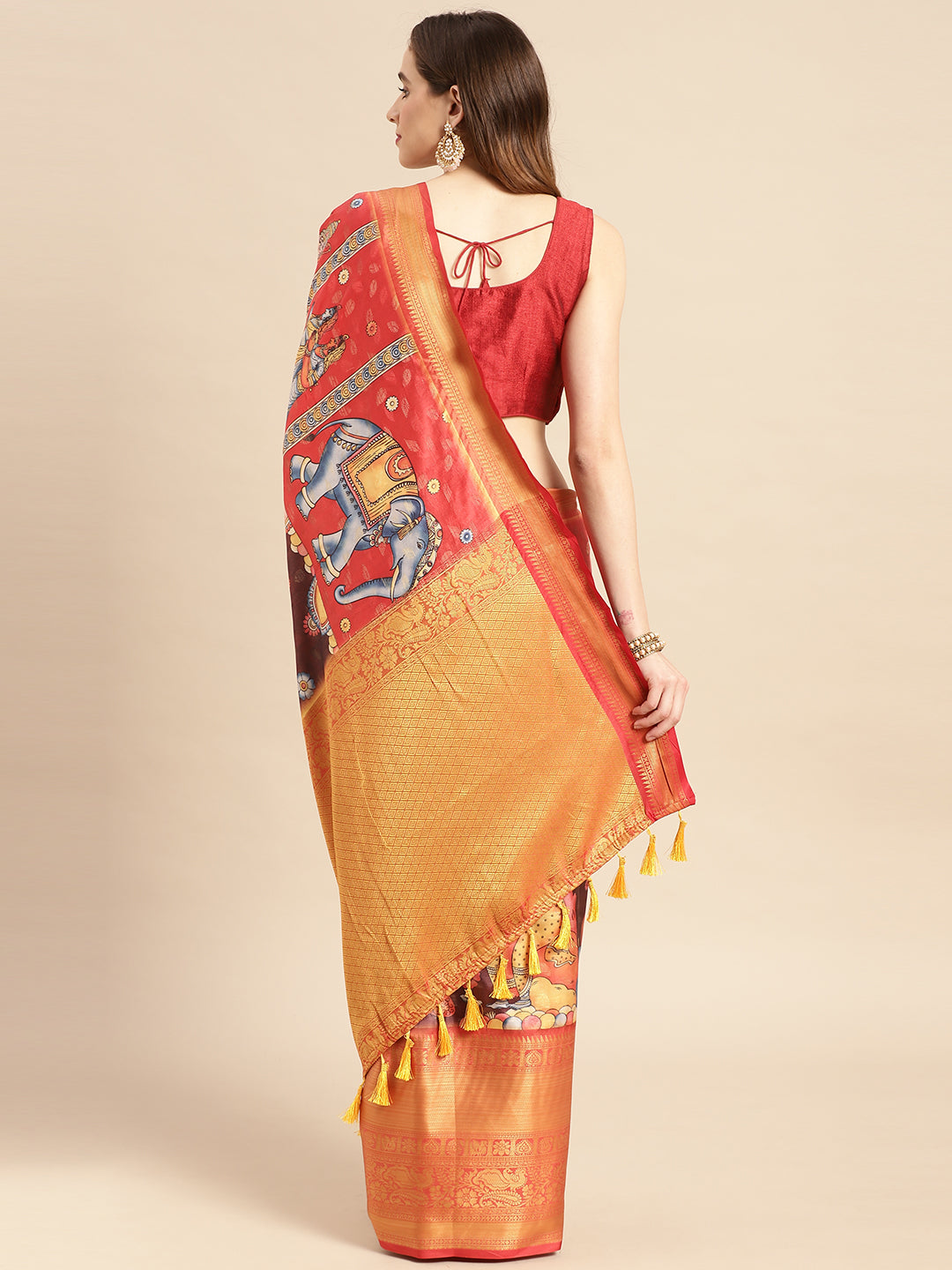 Kalamkari Pattu Banarasi Silk Saree 