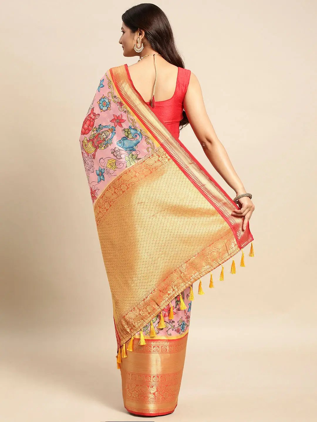 Kalamkari Pattu Banarasi Silk Saree 