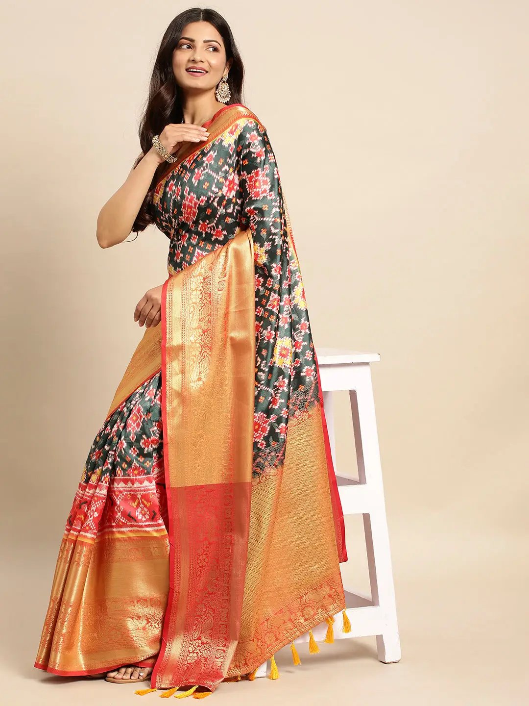 Kalamkari Pattu Banarasi Silk Saree 