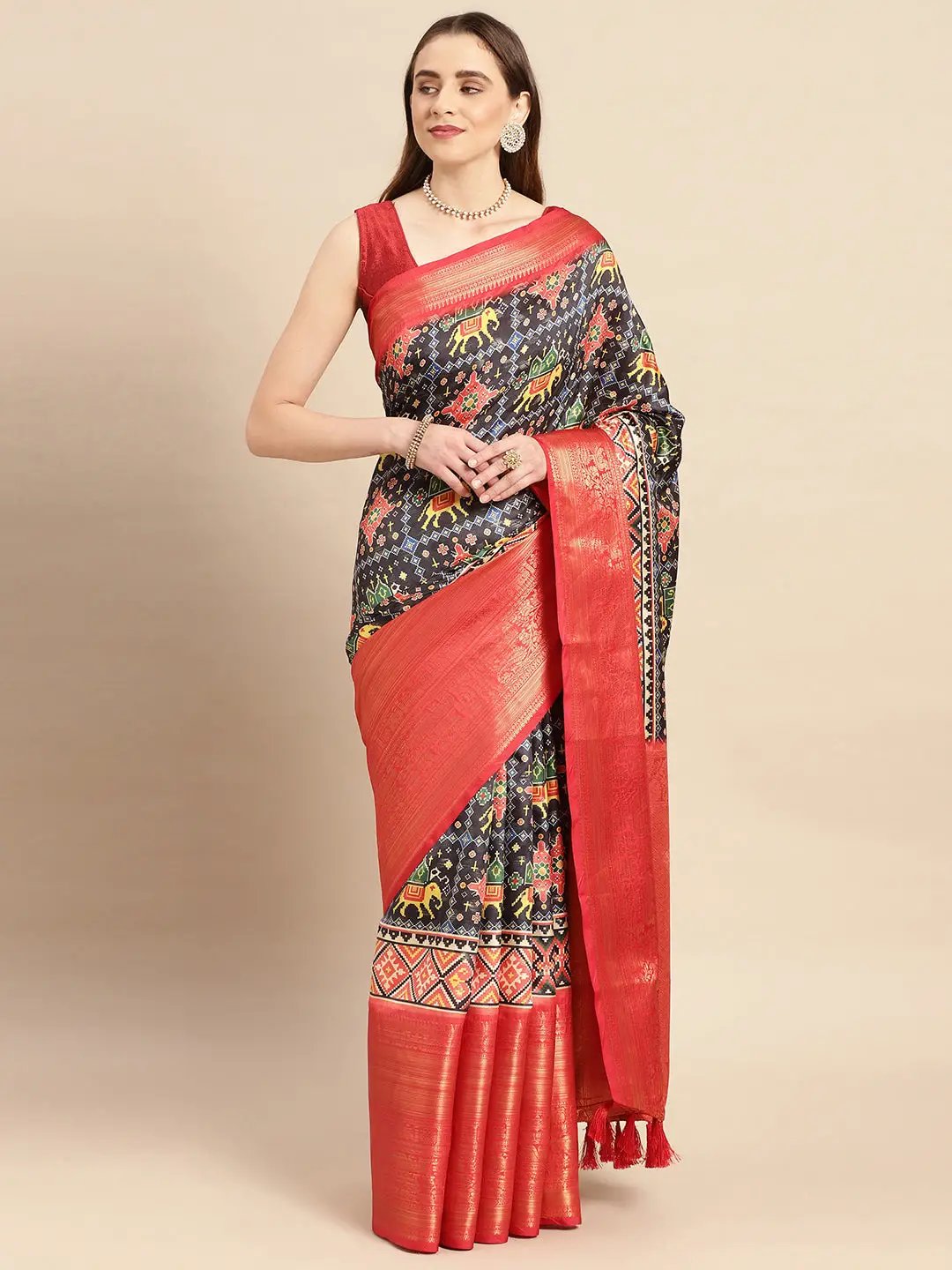 Kalamkari Pattu Banarasi Silk Saree 