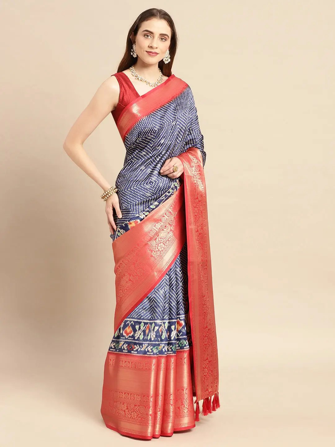 Kalamkari Pattu Banarasi Silk Saree 