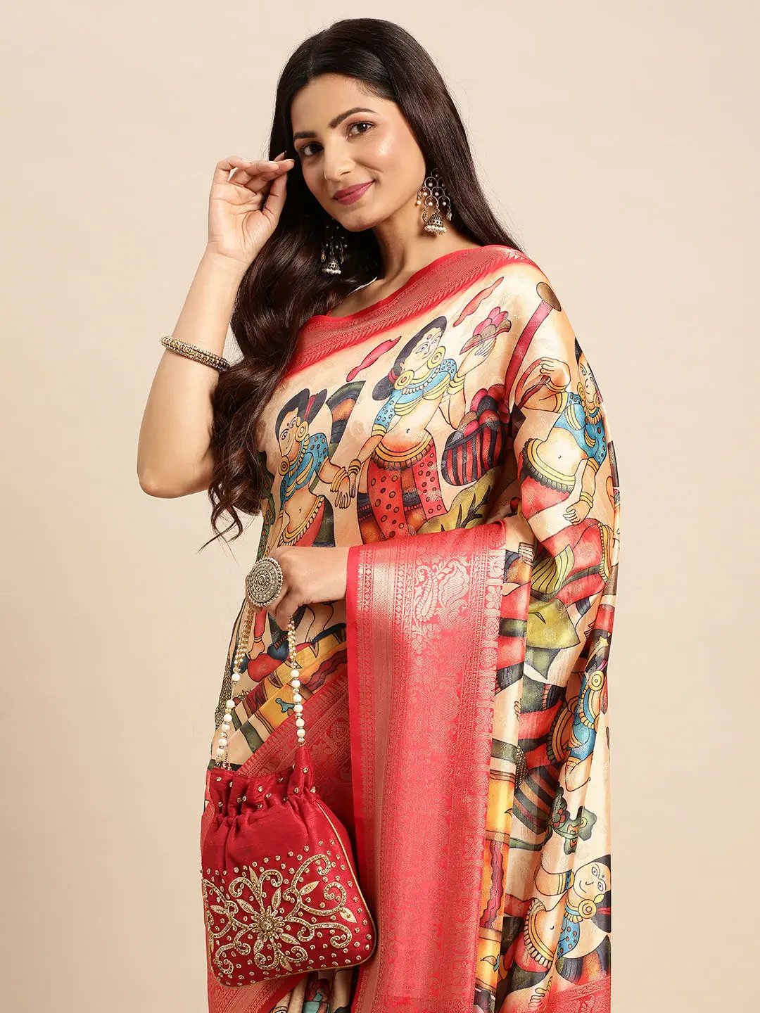 Kalamkari Pattu Banarasi Silk Saree 