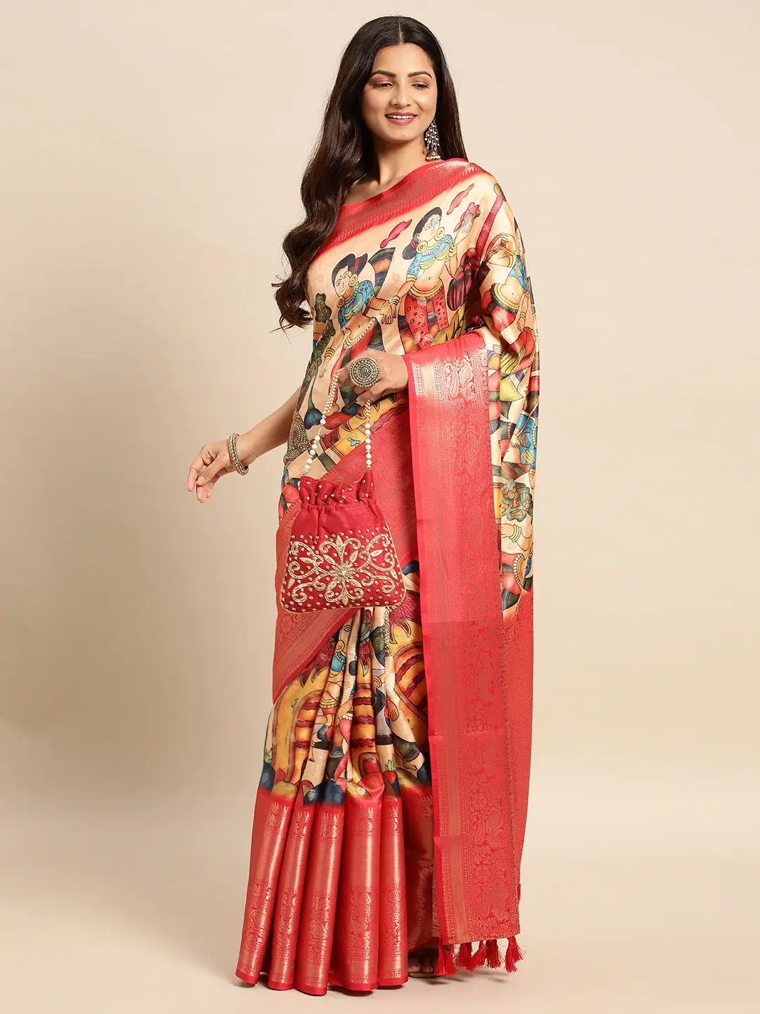 Kalamkari Pattu Banarasi Silk Saree 