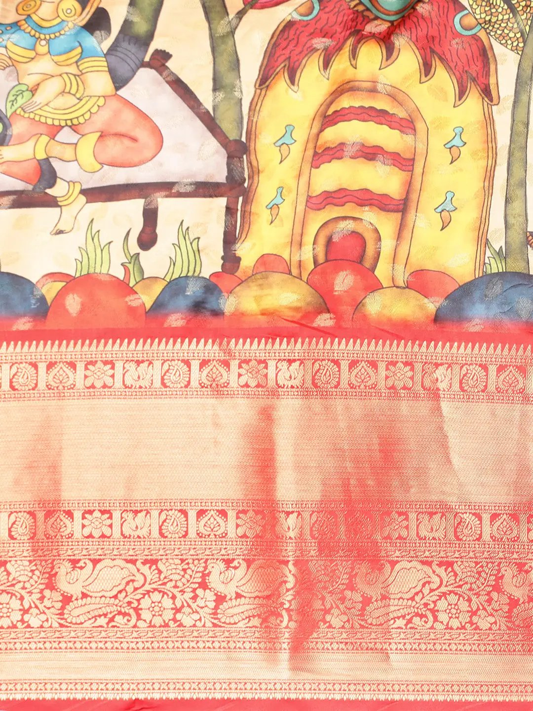 Kalamkari Pattu Banarasi Silk Saree 