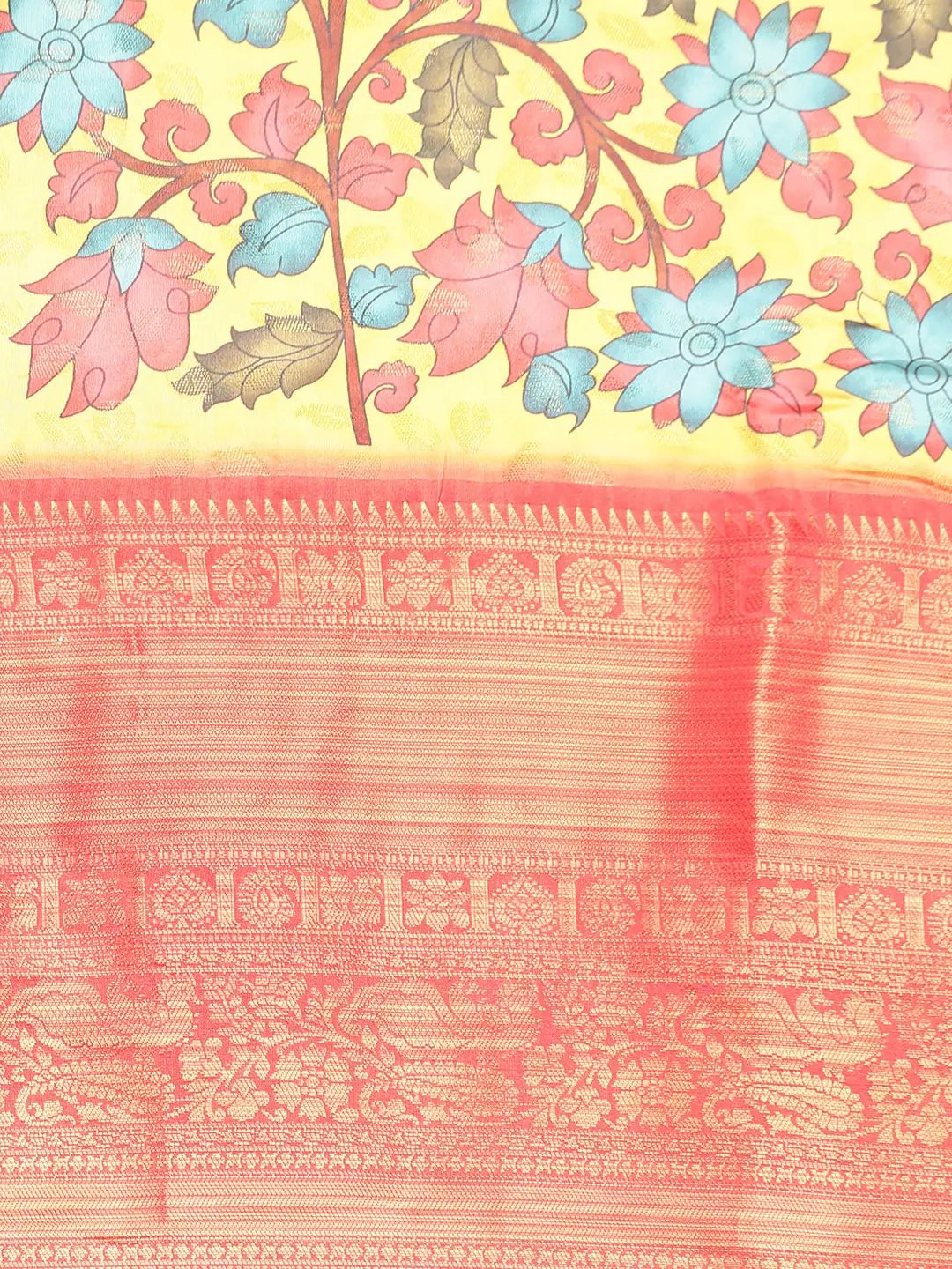 Kalamkari Pattu Banarasi Silk Saree 