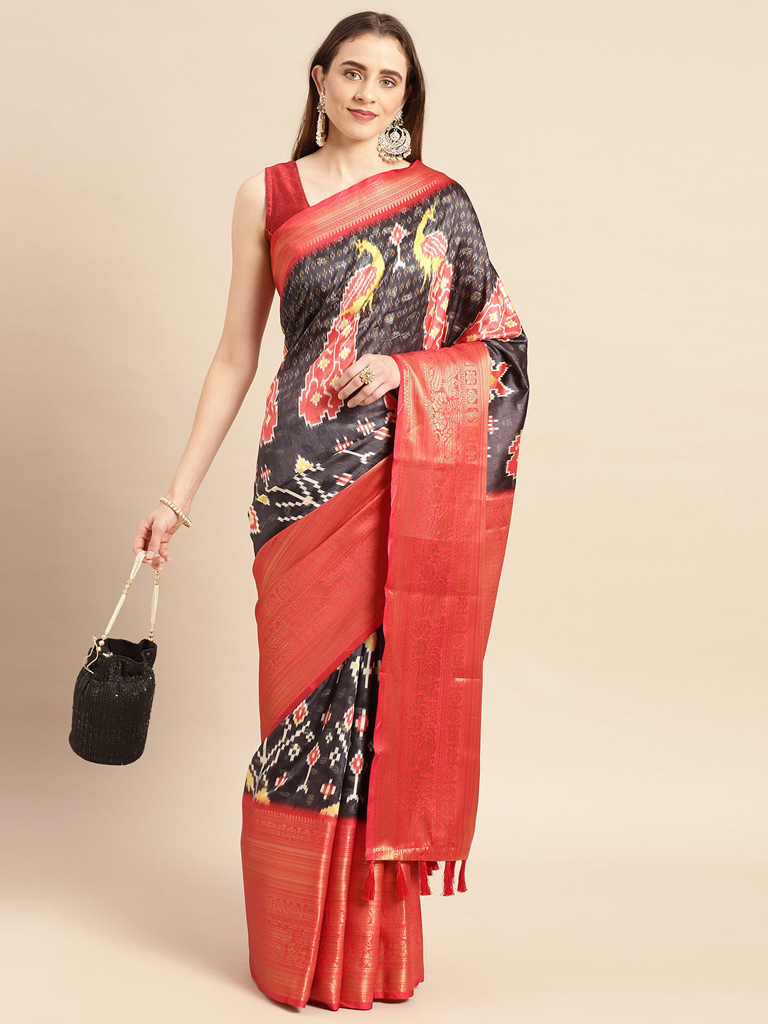 Kalamkari Pattu Banarasi Silk Saree 