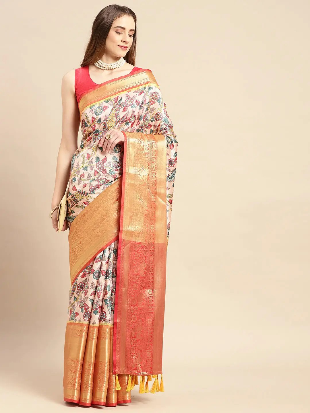 Kalamkari Pattu Banarasi Silk Saree 