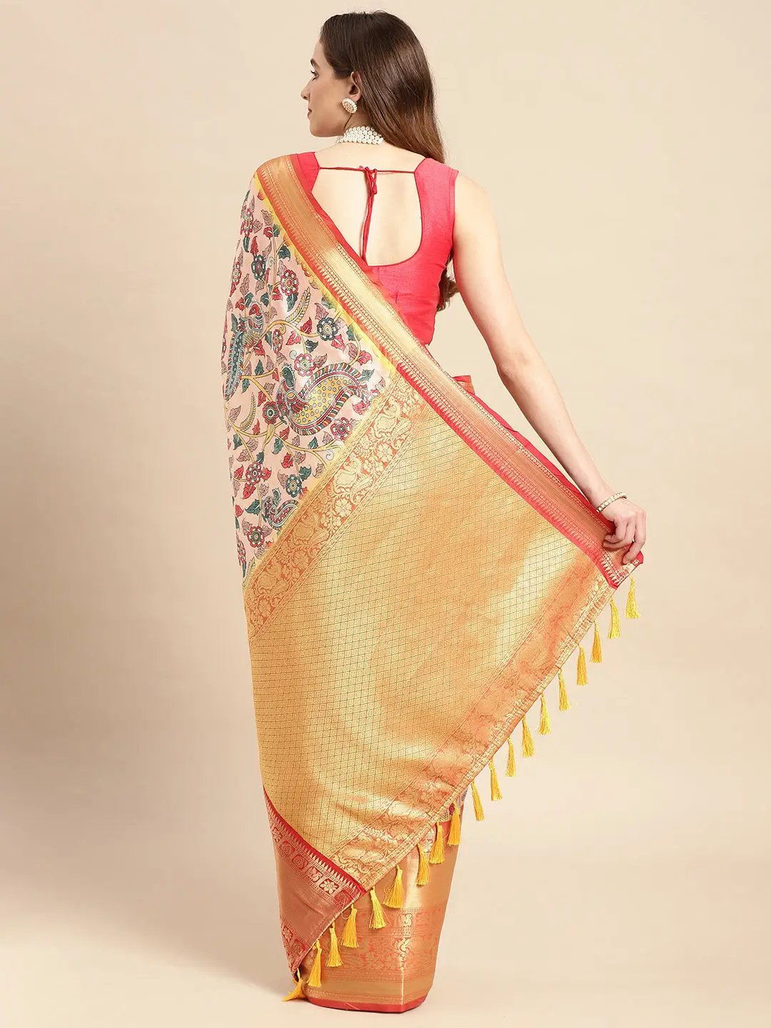 Kalamkari Pattu Banarasi Silk Saree 