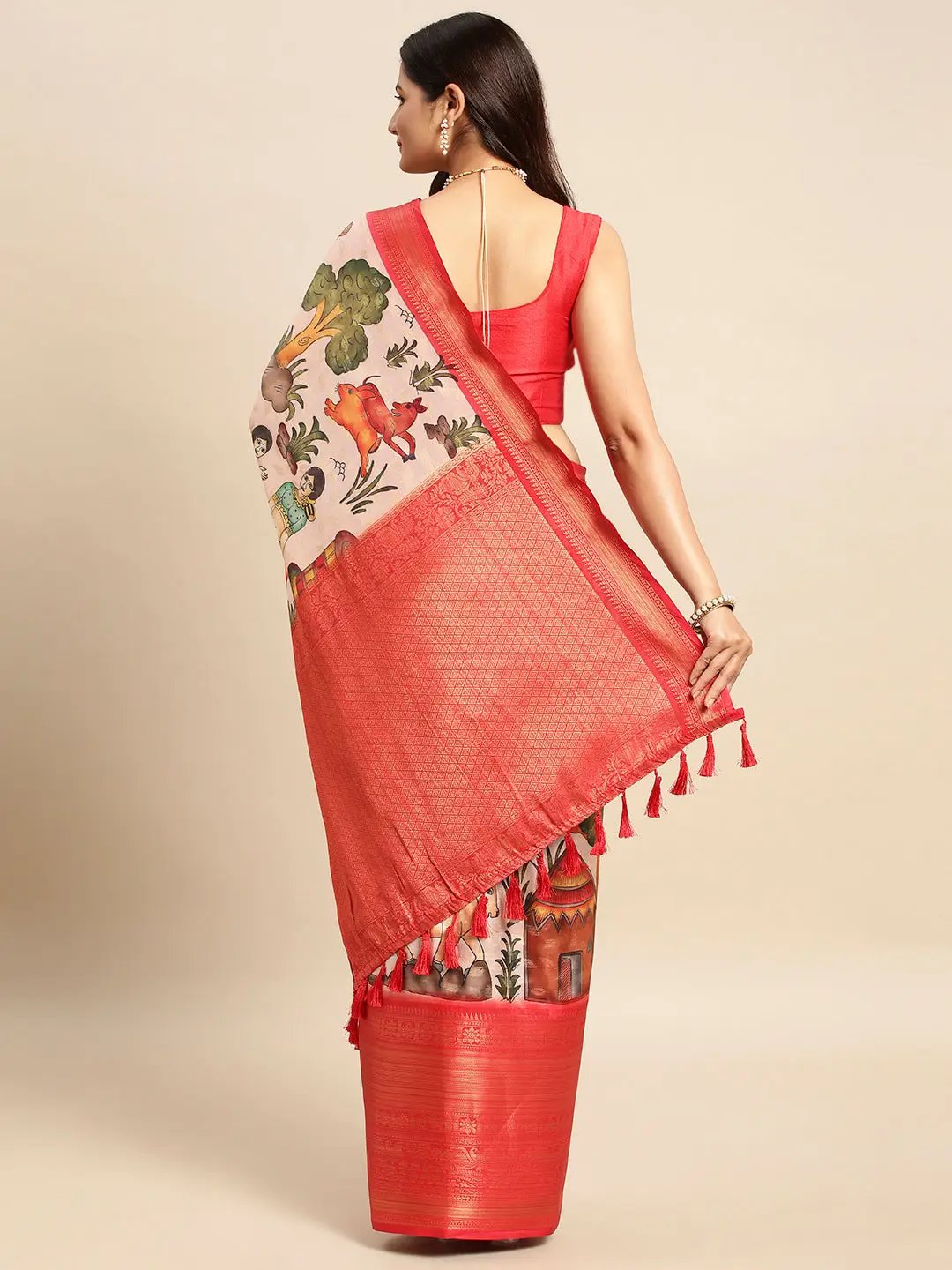 Kalamkari Pattu Banarasi Silk Saree 