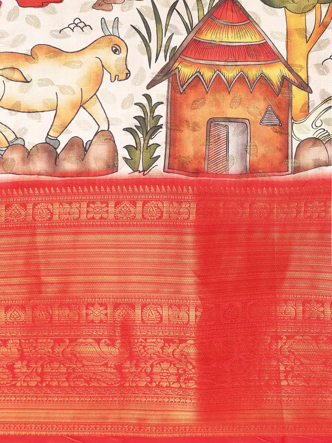 Kalamkari Pattu Banarasi Silk Saree 