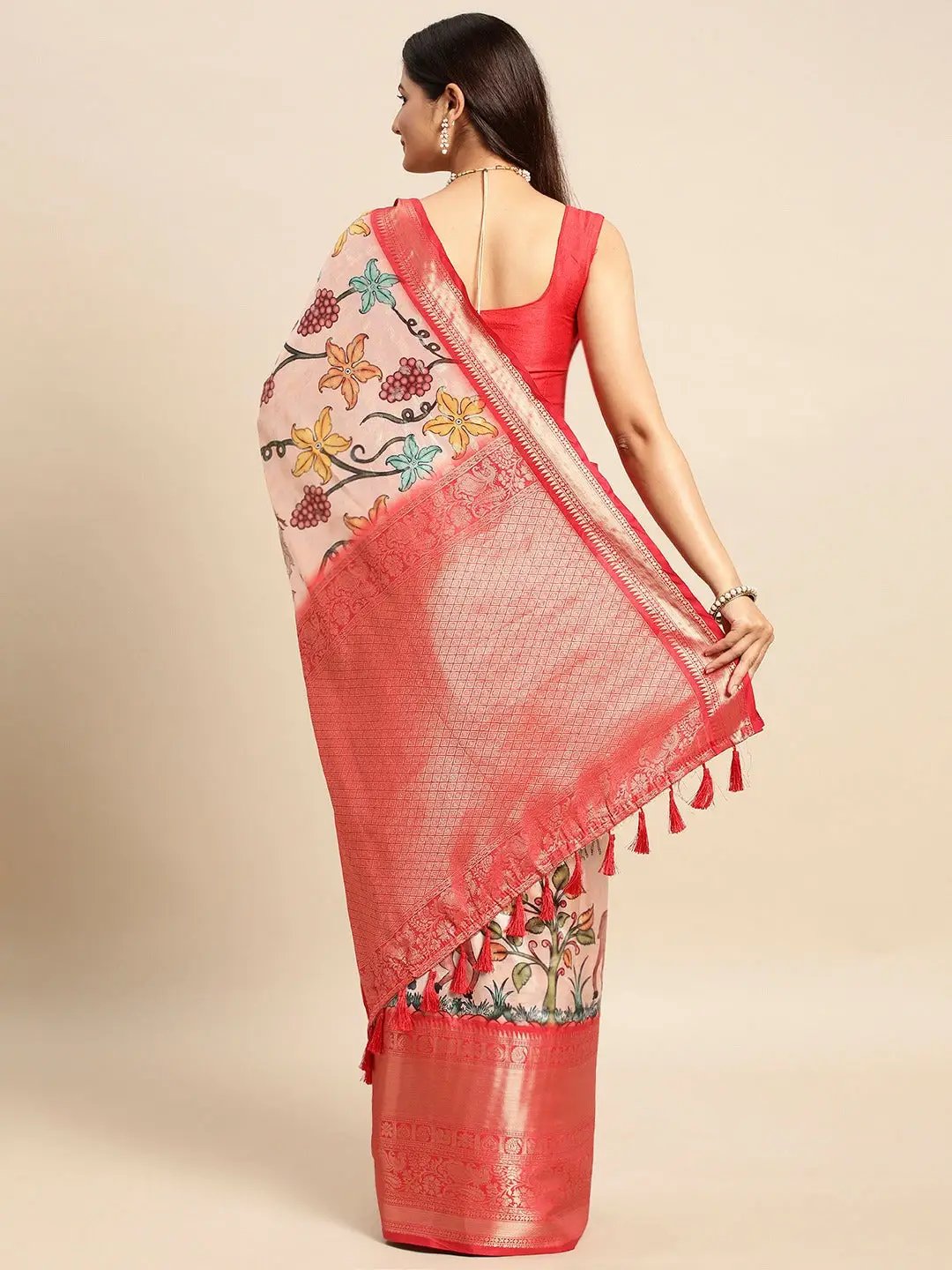 Kalamkari Pattu Banarasi Silk Saree 