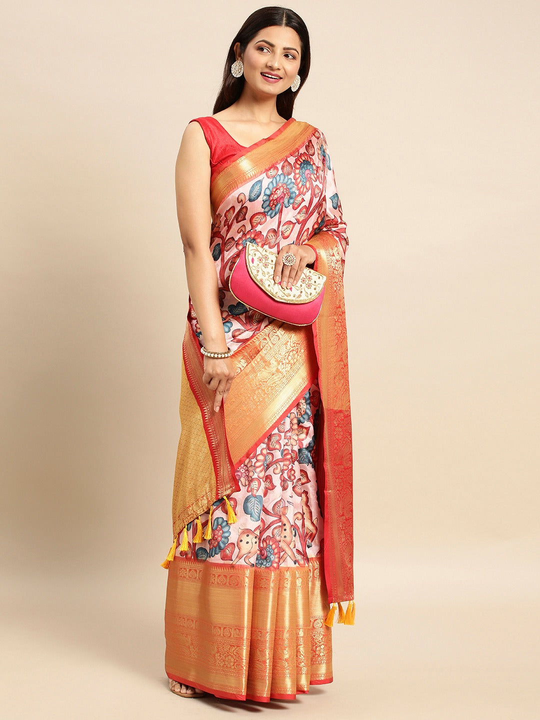 Kalamkari Pattu Banarasi Silk Saree 