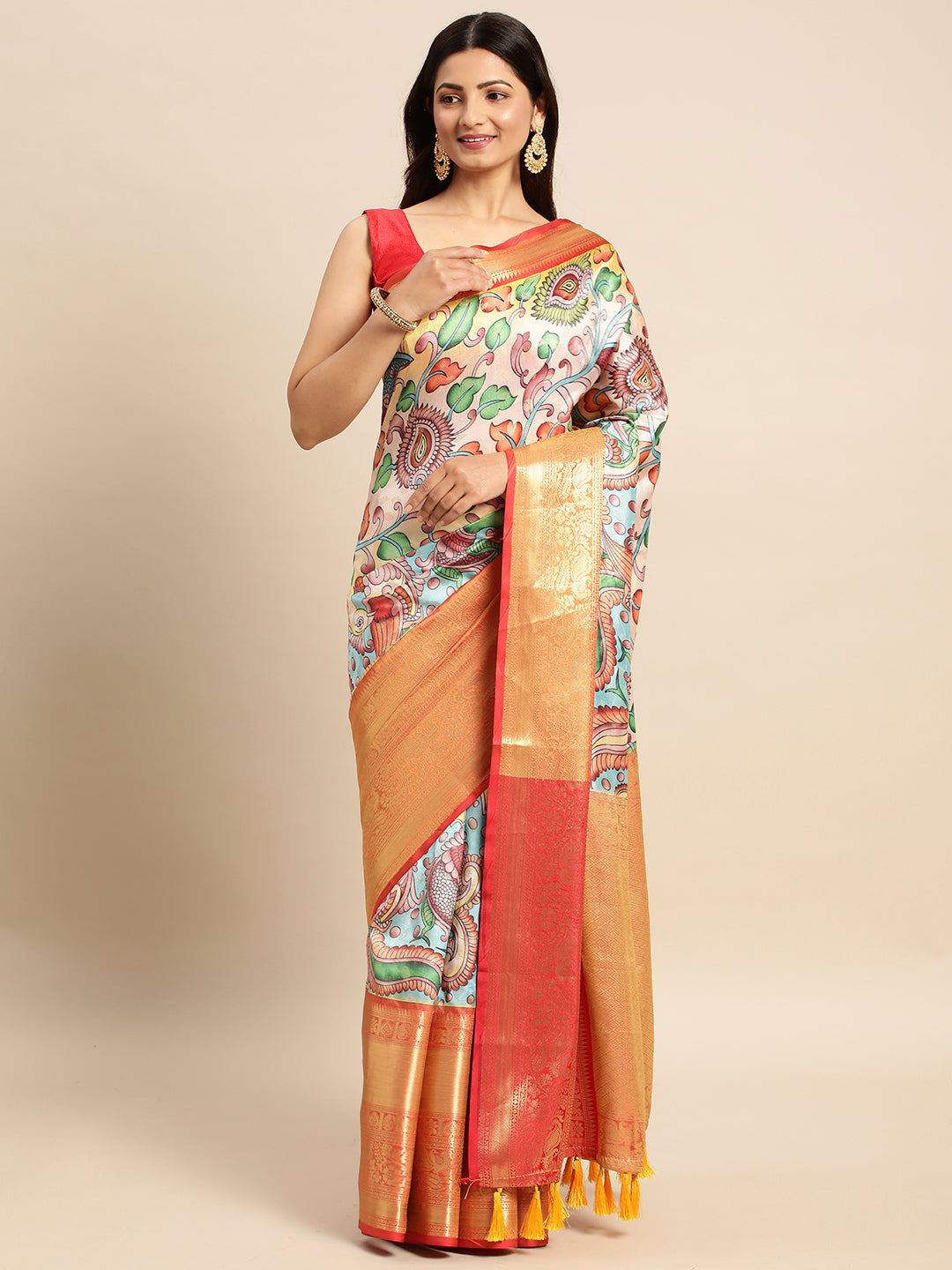 Kalamkari Pattu Banarasi Silk Saree 