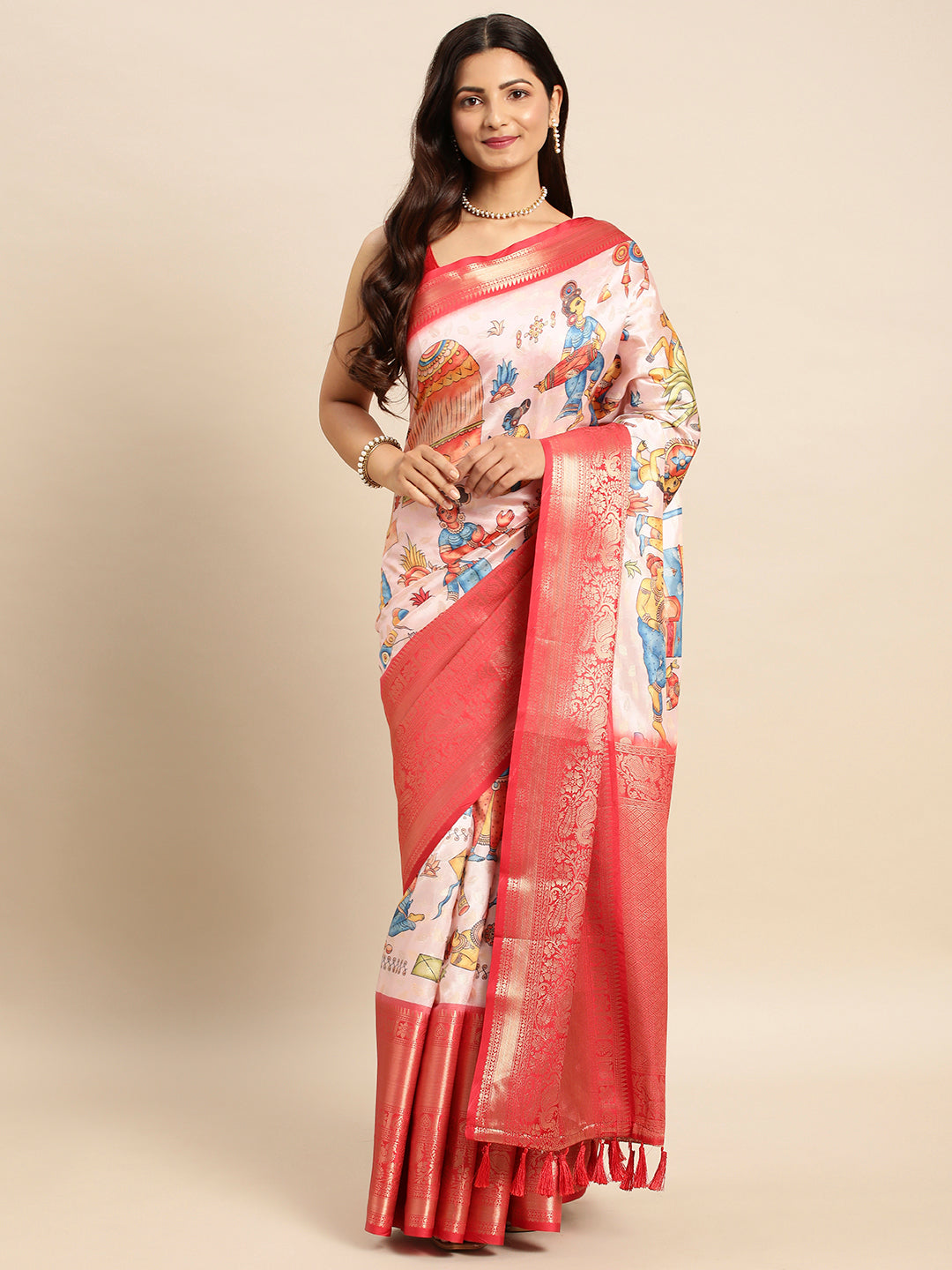 Kalamkari Pattu Banarasi Silk Saree 