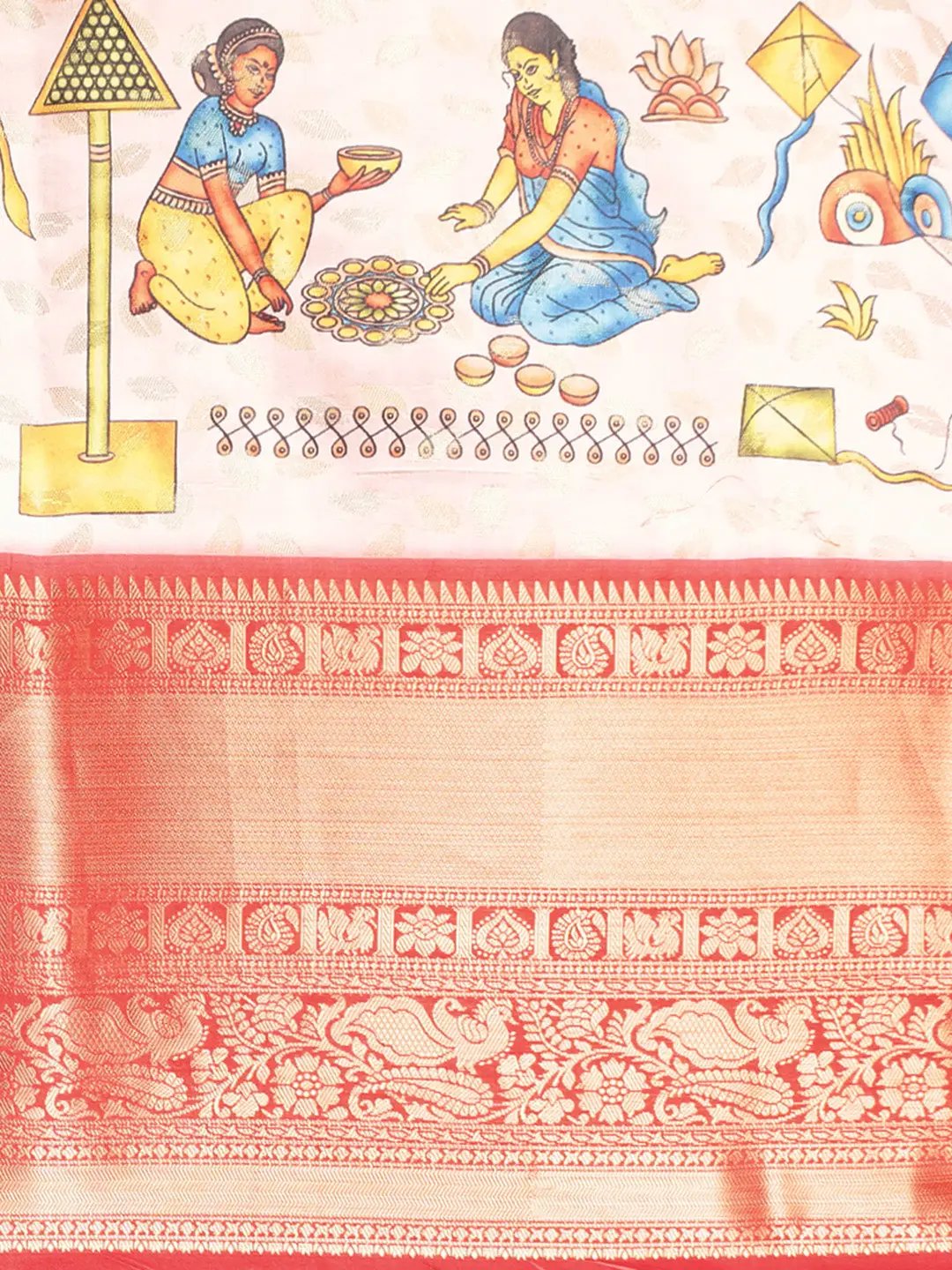 Kalamkari Pattu Banarasi Silk Saree 