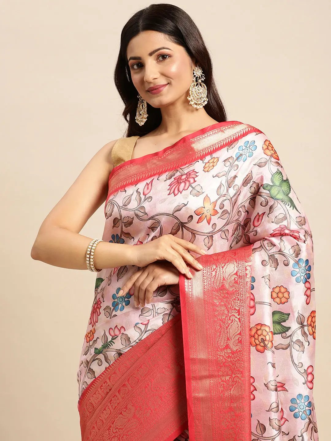 Kalamkari Pattu Banarasi Silk Saree 