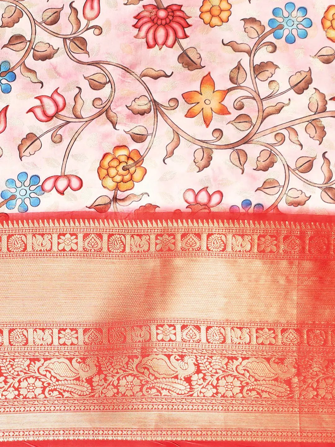 Kalamkari Pattu Banarasi Silk Saree 