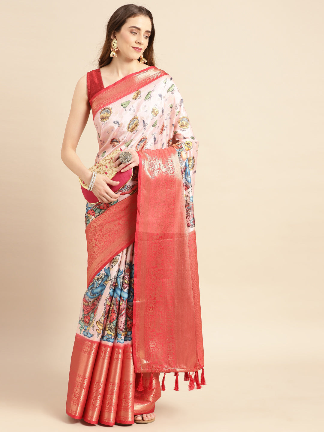 Kalamkari Pattu Banarasi Silk Saree 