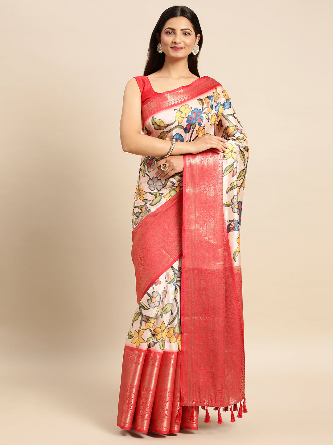 Kalamkari Pattu Banarasi Silk Saree 