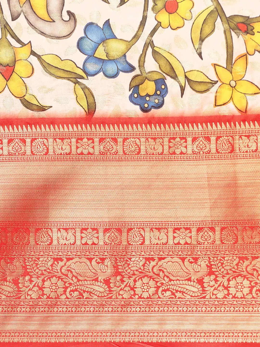 Kalamkari Pattu Banarasi Silk Saree 