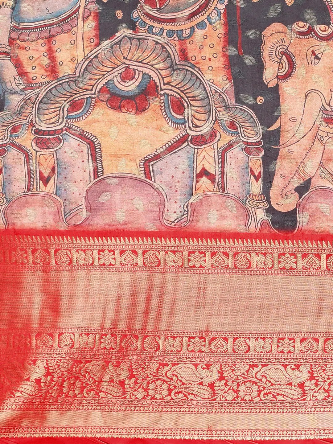 Kalamkari Pattu Banarasi Silk Saree 