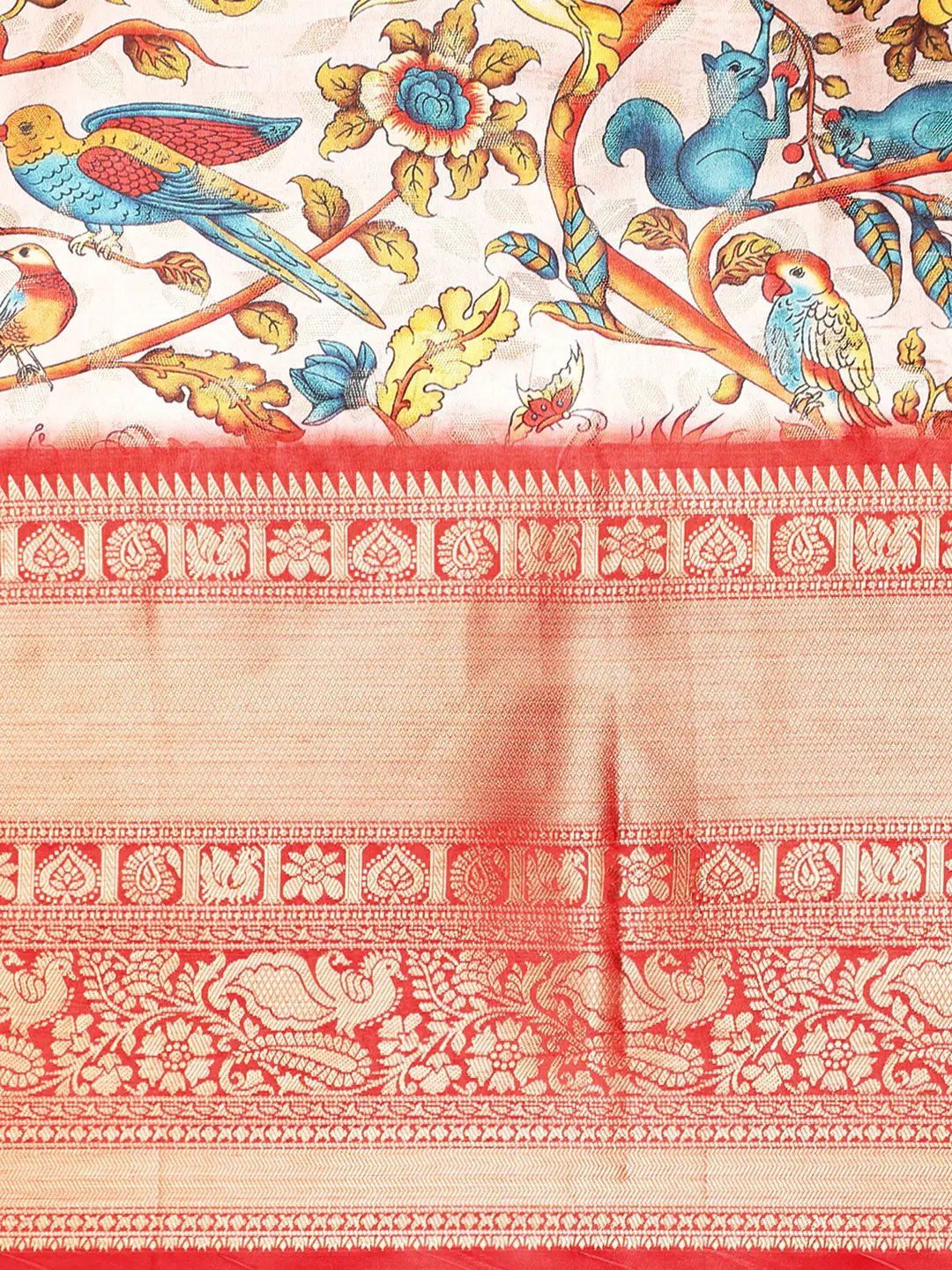 Kalamkari Pattu Banarasi Silk Saree 