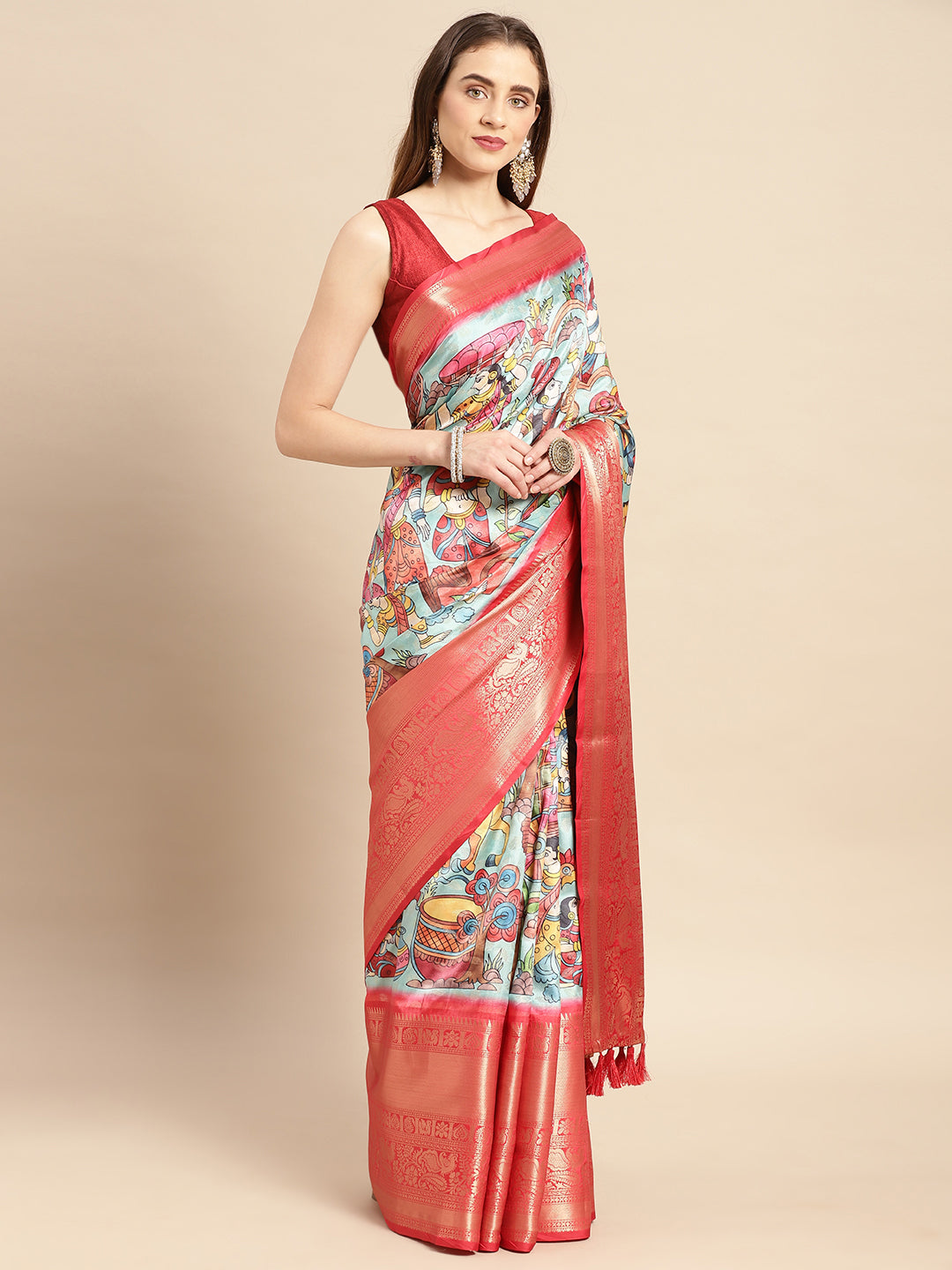 Kalamkari Pattu Banarasi Silk Saree 