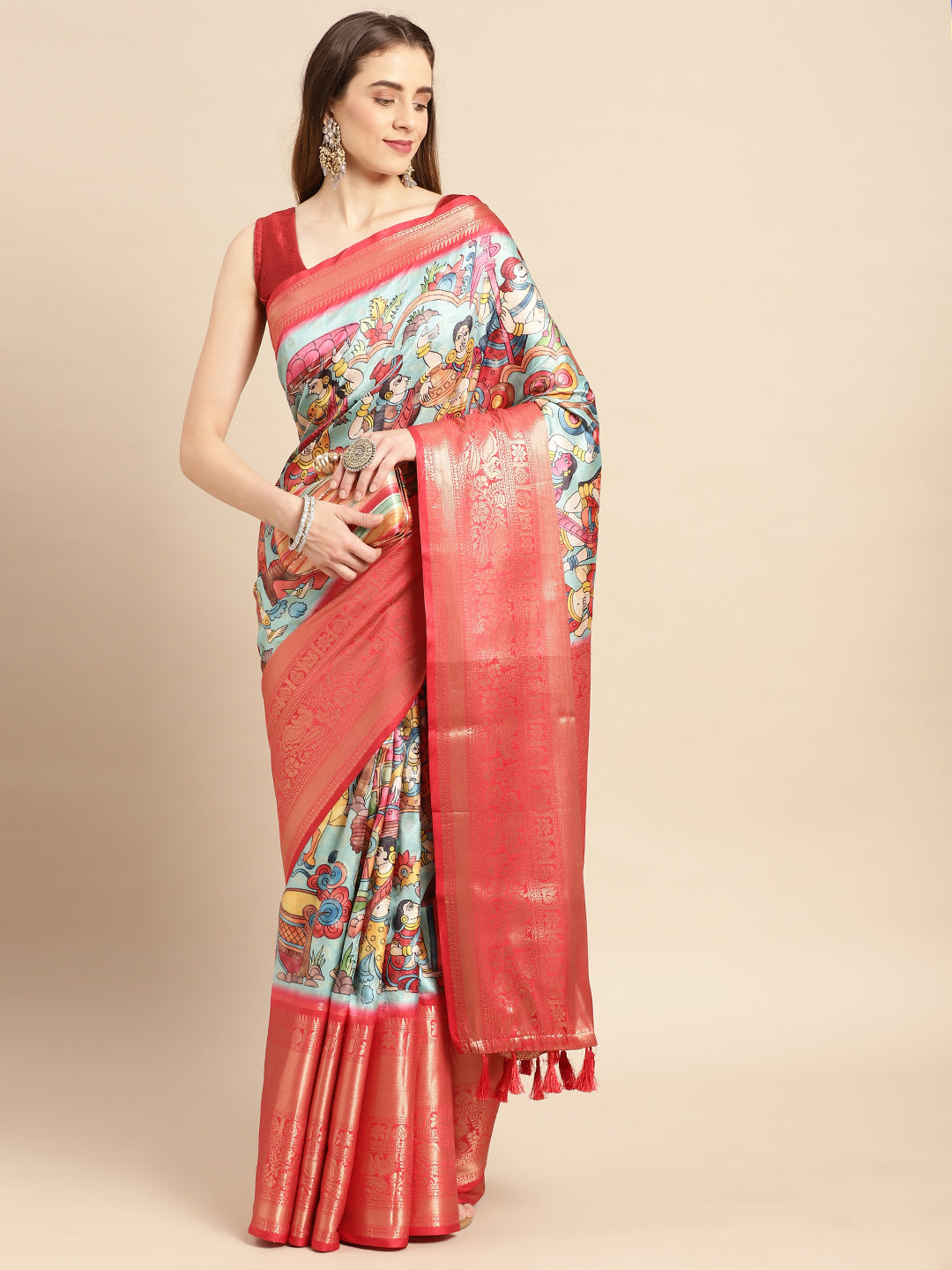 Kalamkari Pattu Banarasi Silk Saree 