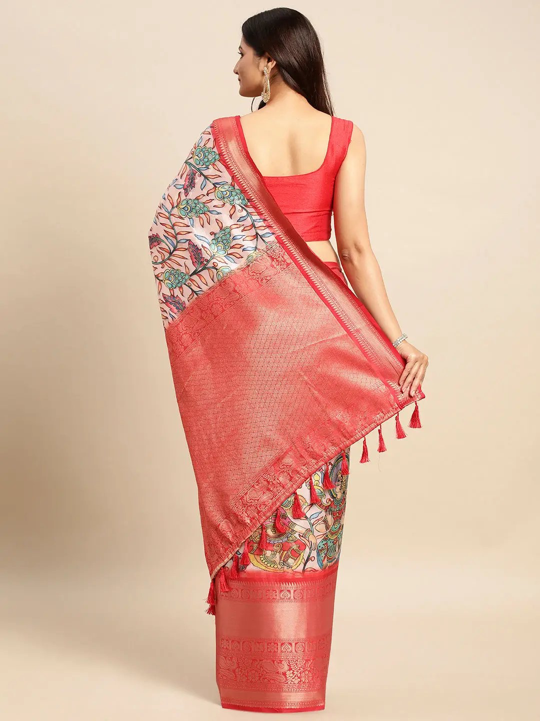 Lastest Kalamkari Pattu Banarasi Silk Saree