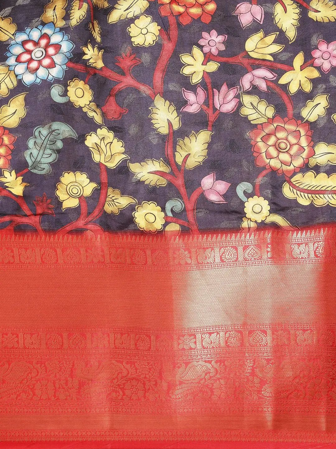 Kalamkari Pattu Banarasi Silk Saree 