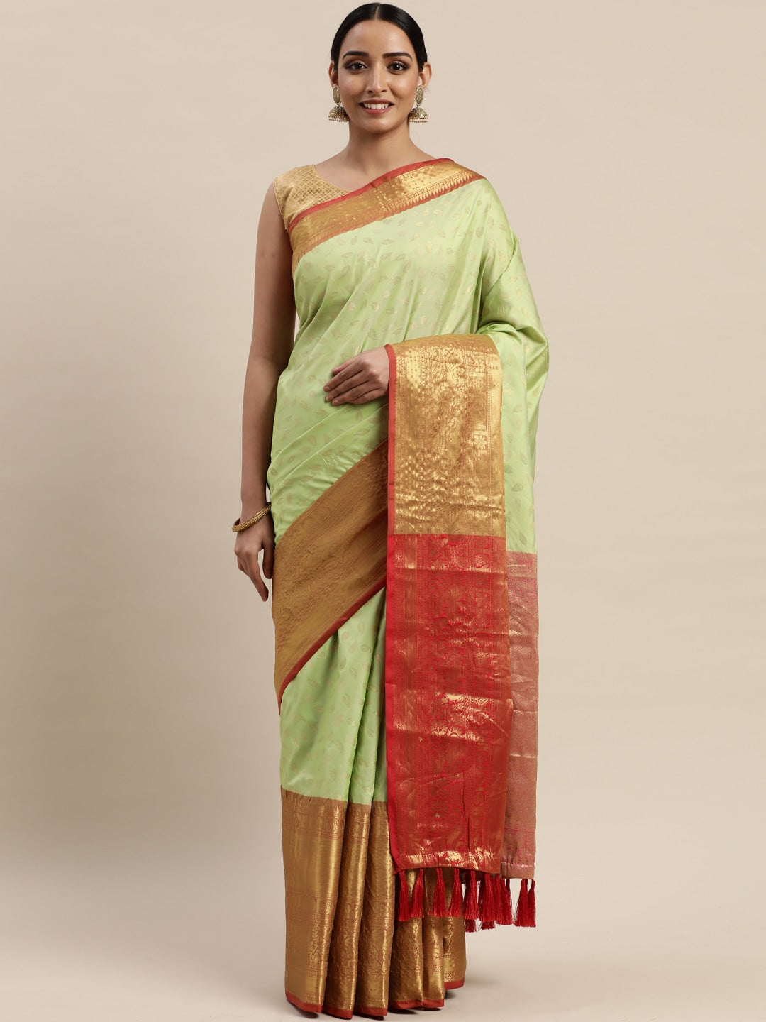  Banarasi Kanchi Pattu Saree with Ethnic Zari Motif Work