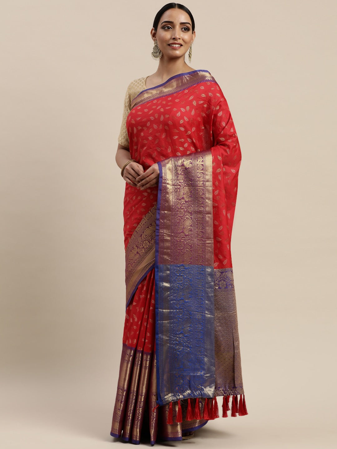  Banarasi Kanchi Pattu Saree with Ethnic Zari Motif Work