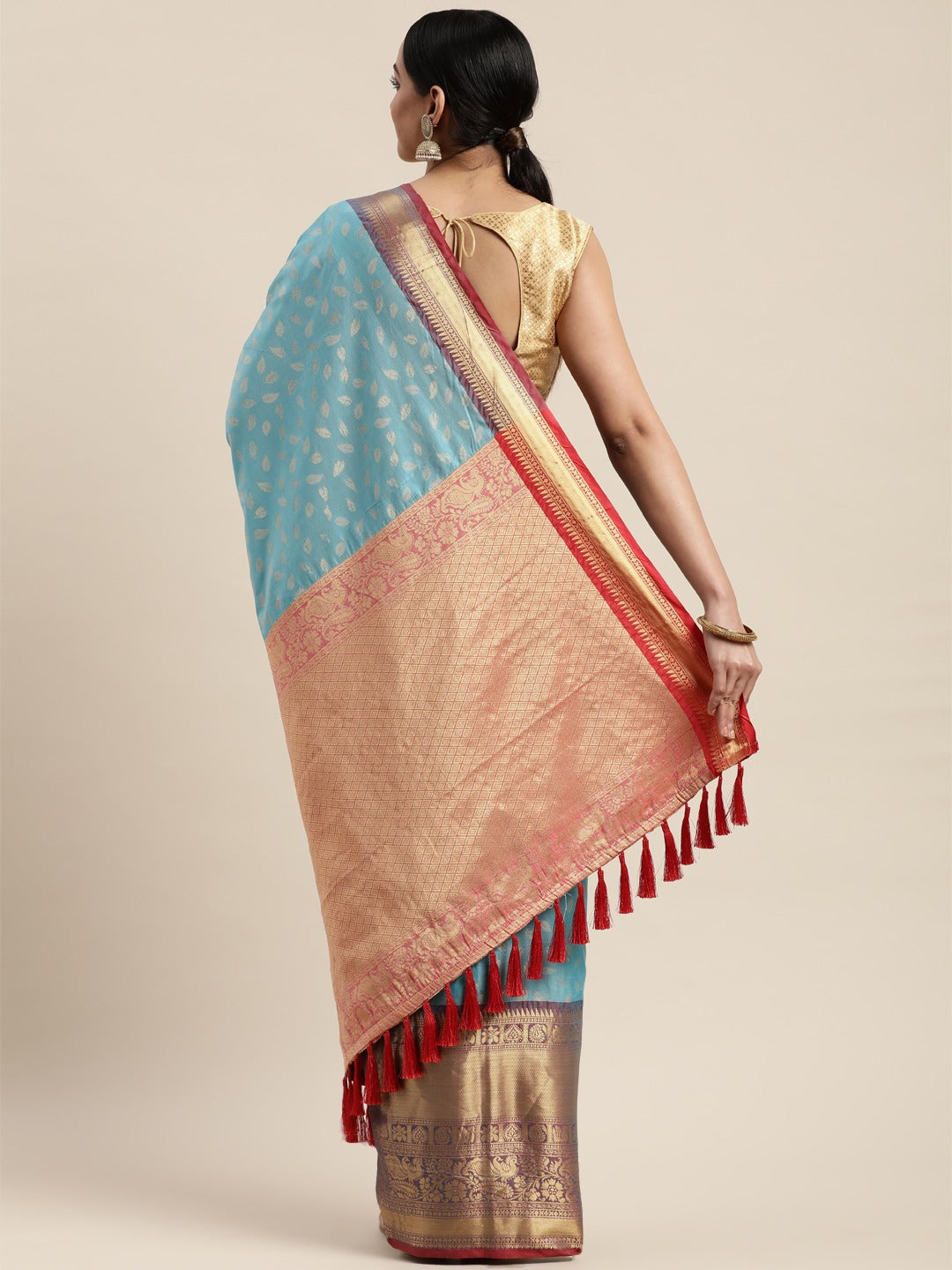  Banarasi Kanchi Pattu Saree with Ethnic Zari Motif Work