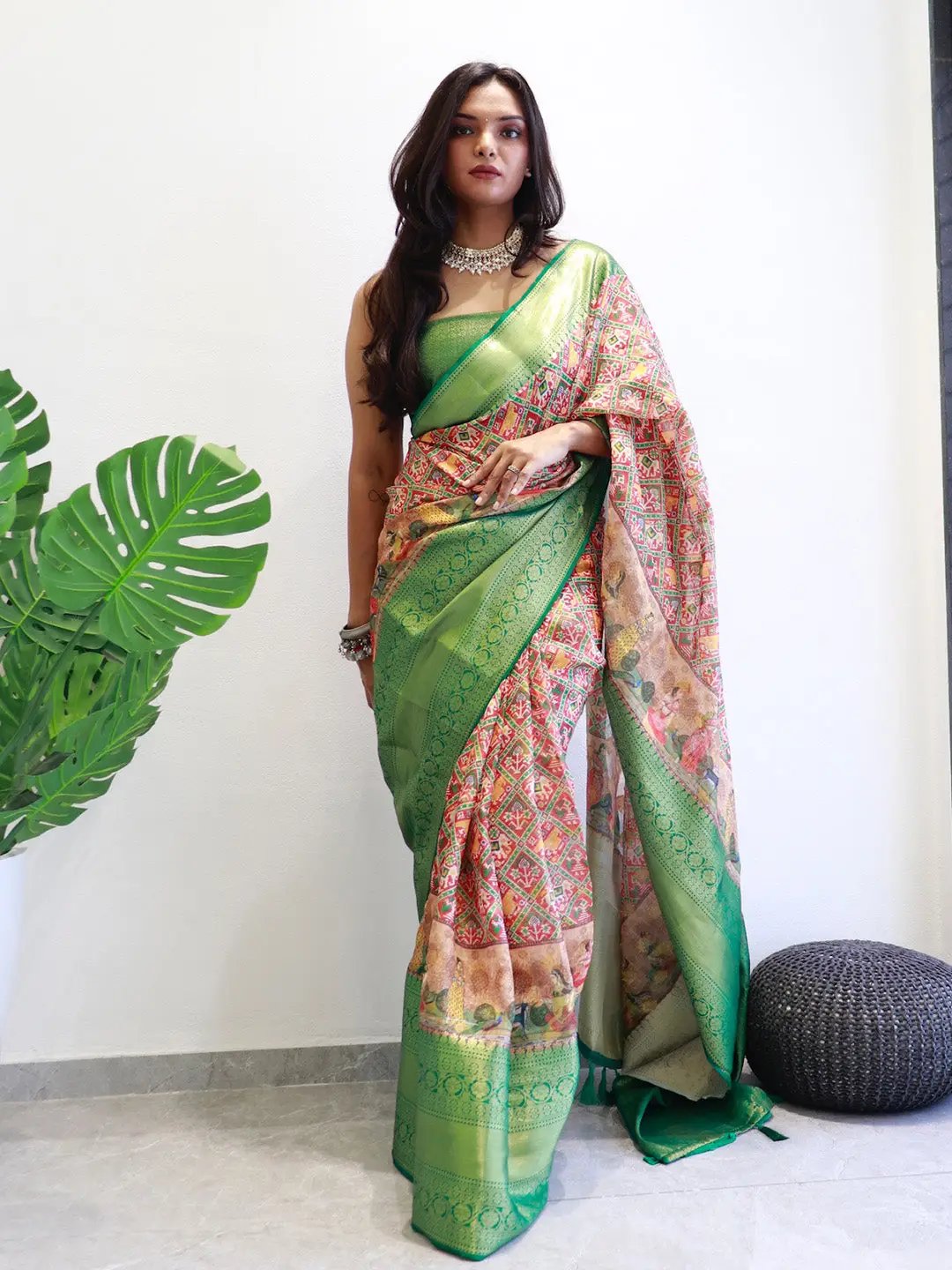 Moonga Silk Kota Doriya Patola Digital printed Saree