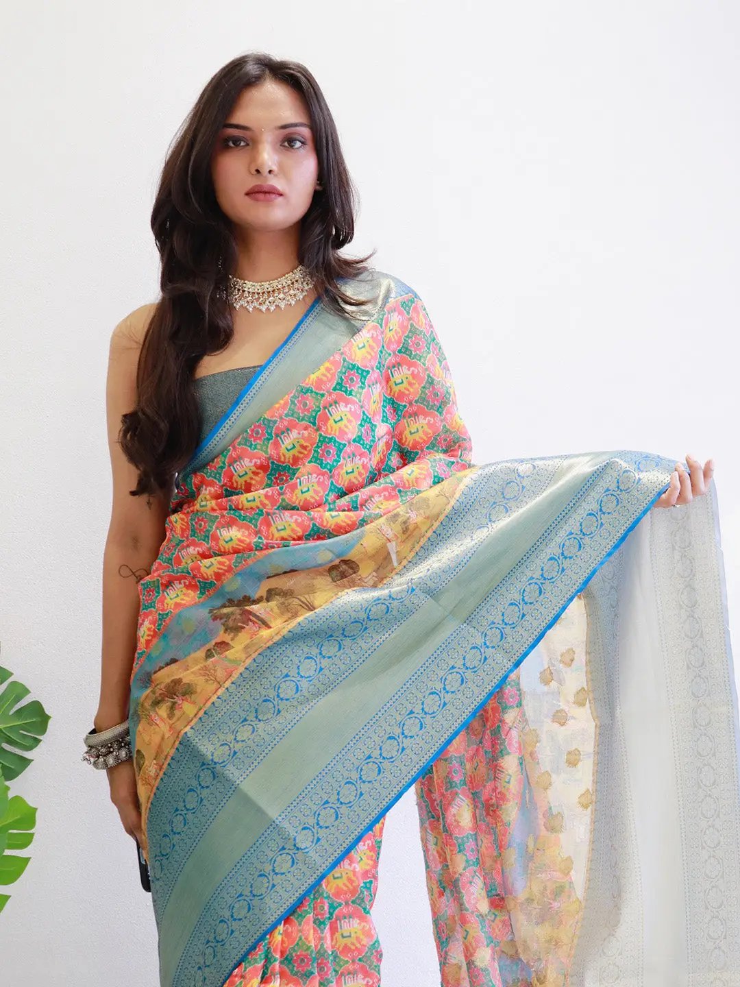 Moonga Silk Kota Doriya Patola Digital printed Saree