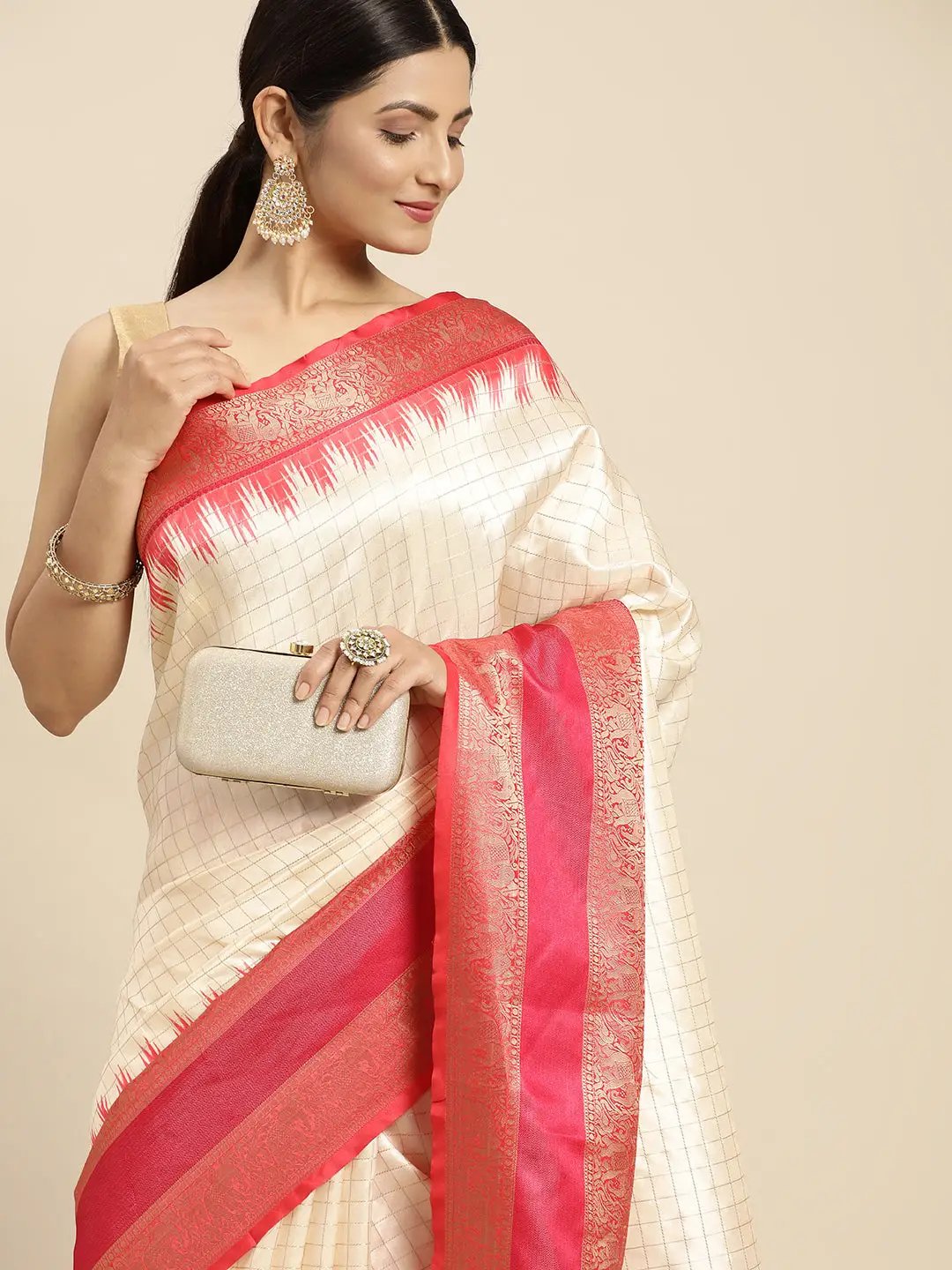  Banarasi Silk Gadwal Pattu Saree With Zari weaving