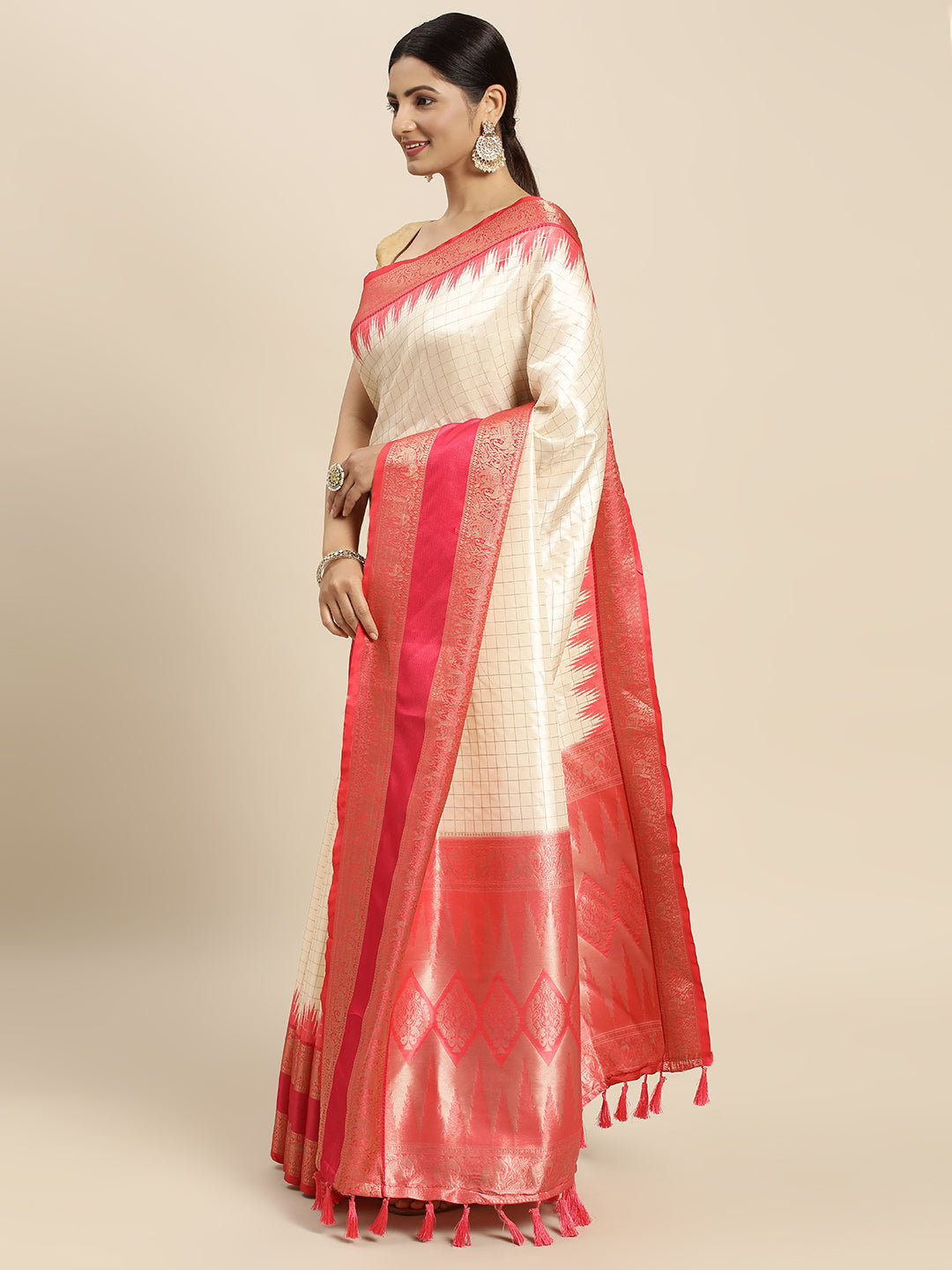  Banarasi Silk Gadwal Pattu Saree With Zari weaving