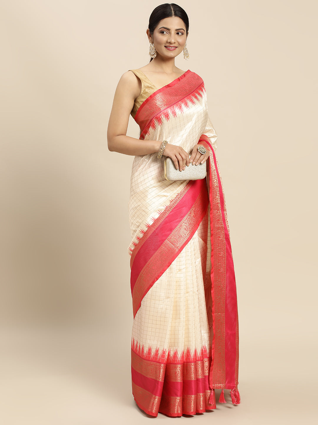  Banarasi Silk Gadwal Pattu Saree With Zari weaving