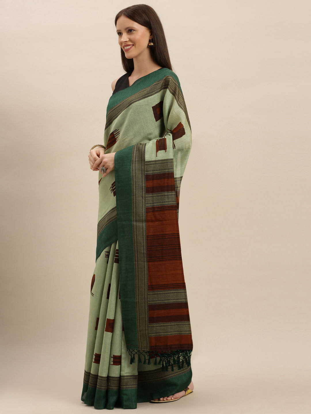  Latest Geometric Print Silk Saree