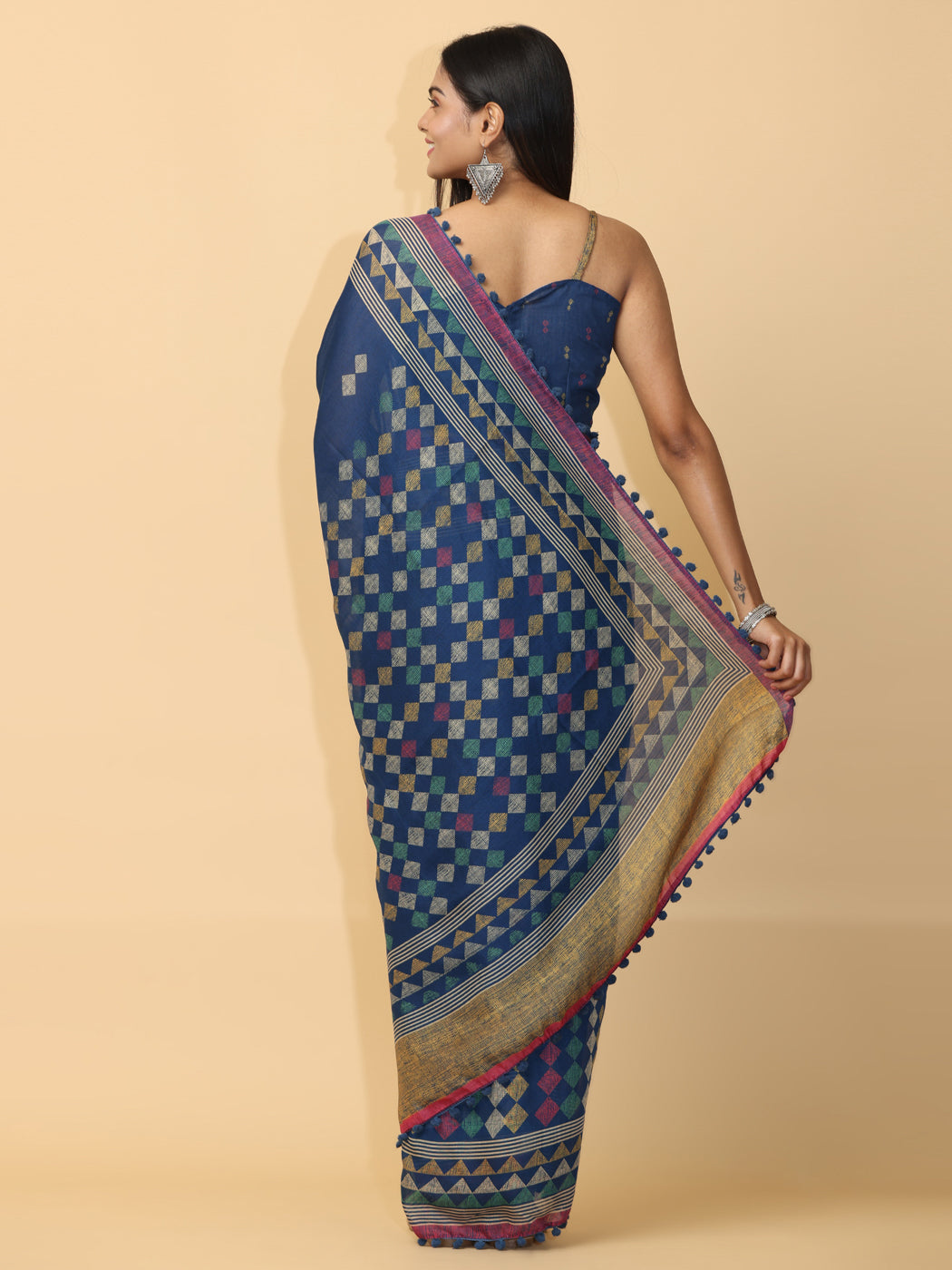 Pure Slab Cotton Trendy Block Print Designer Saree