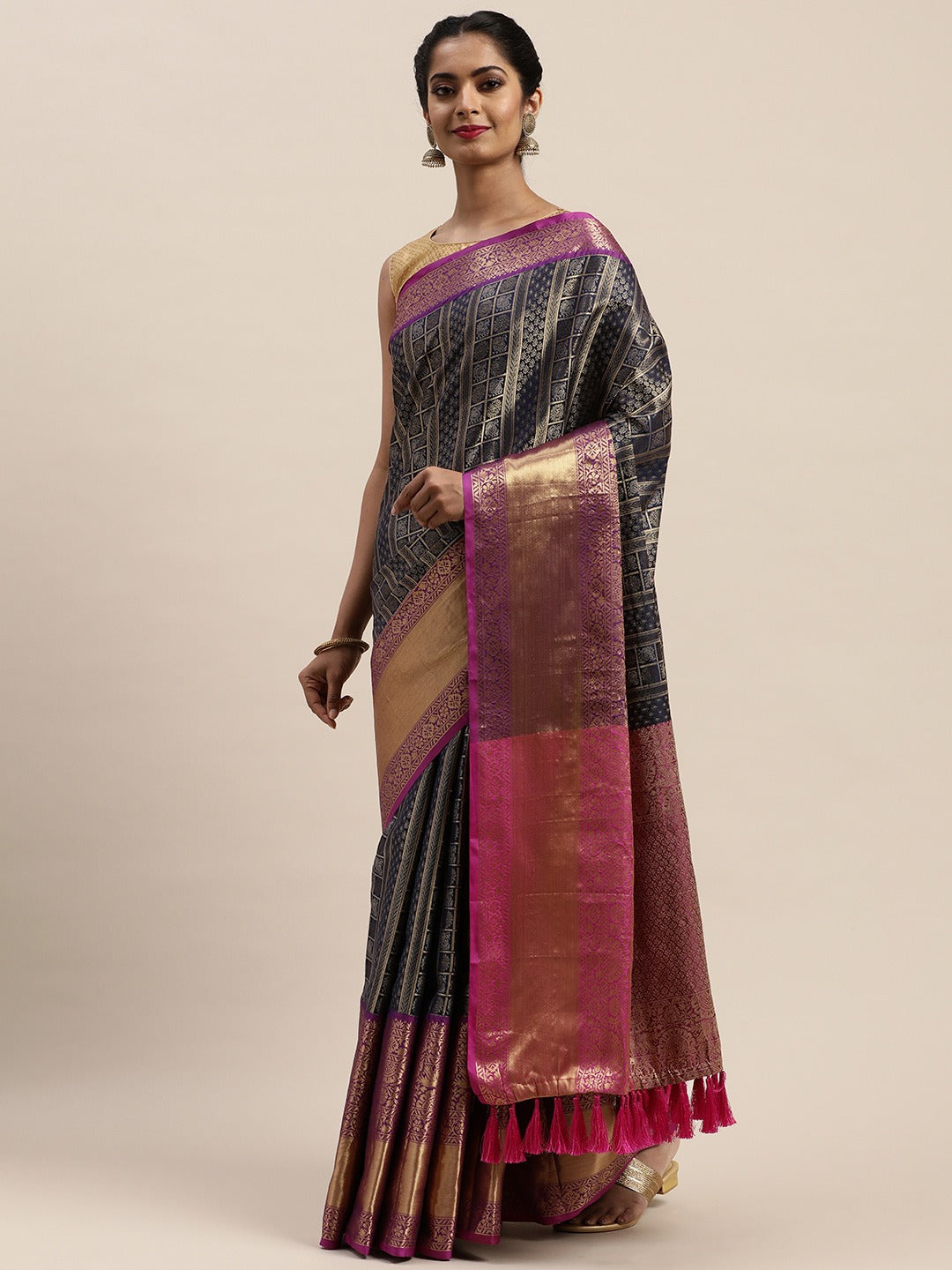 Banarasi Woven Design Saree With Zari Border