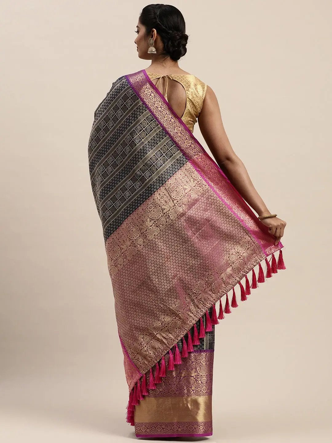 Banarasi Woven Design Saree With Zari Border