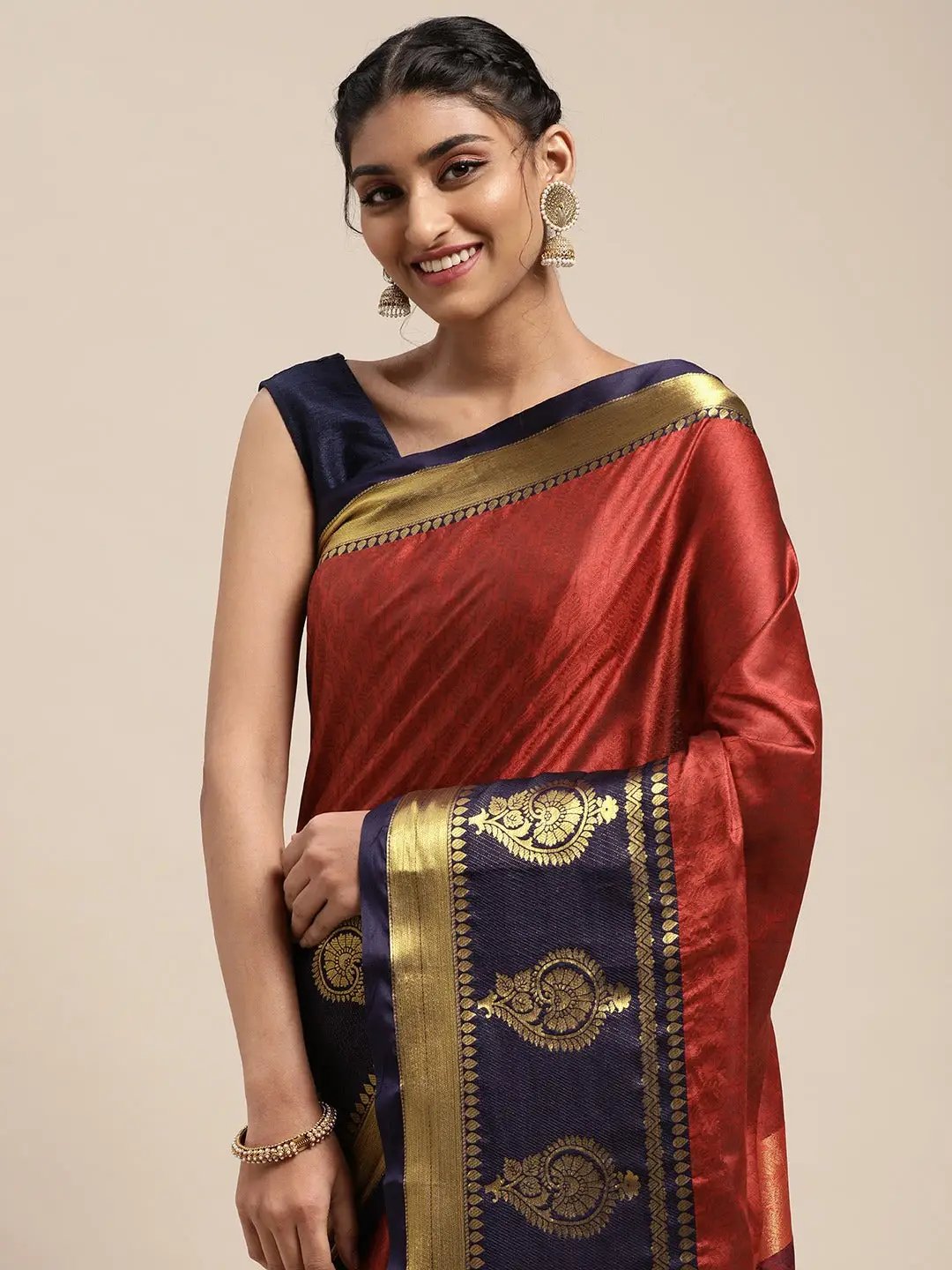 Uppada Cotton Silk Saree With Self Butti